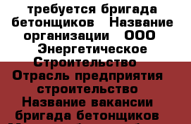 требуется бригада бетонщиков › Название организации ­ ООО “Энергетическое Строительство“ › Отрасль предприятия ­ строительство › Название вакансии ­ бригада бетонщиков › Место работы ­ объект › Подчинение ­ начальник участка › Минимальный оклад ­ 35 000 › Максимальный оклад ­ 45 000 - Пермский край, Добрянка г. Работа » Вакансии   